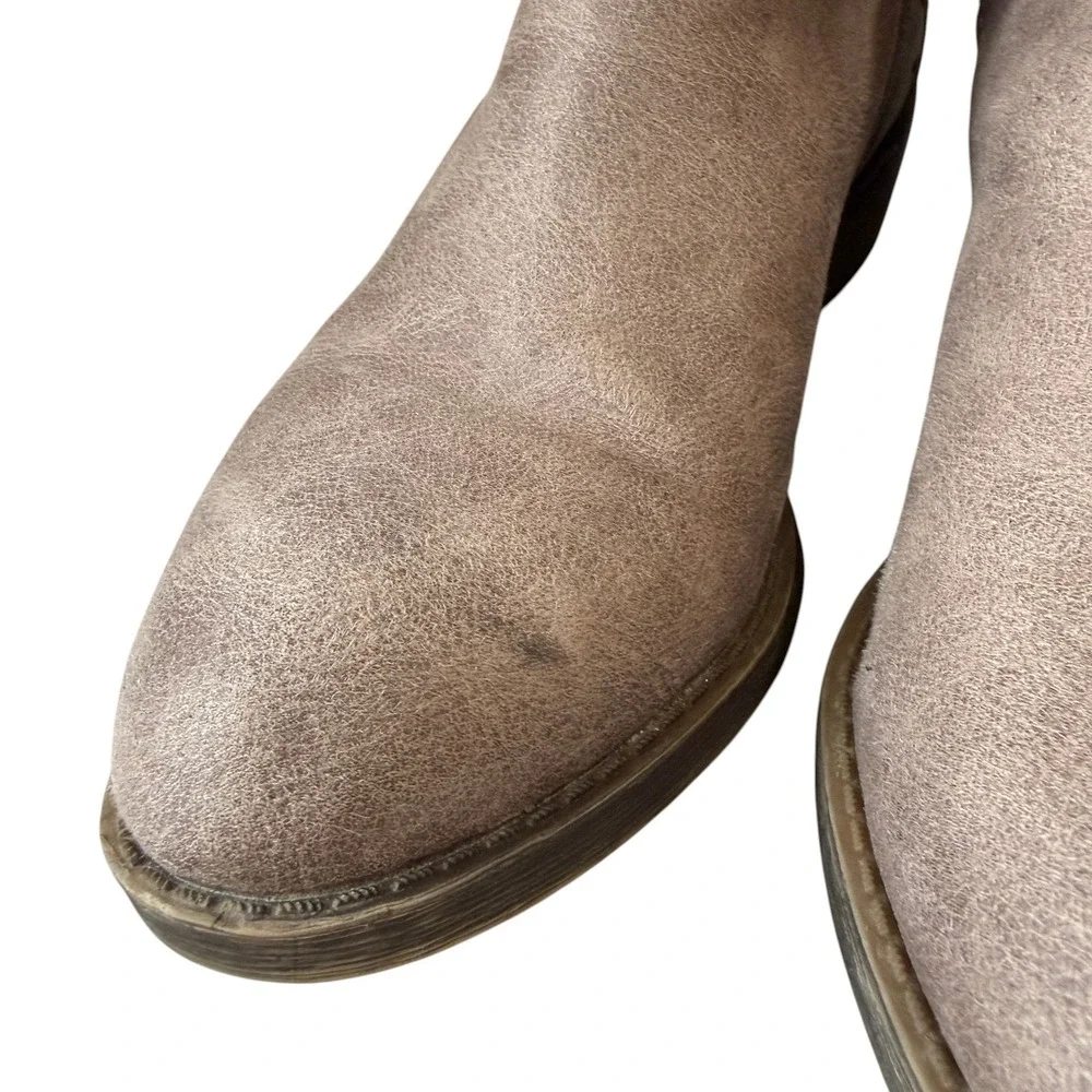 Sugar Western Boho Ankle Boots Studded Cutout Distressed Taupe 8.5 Chic‎ Western